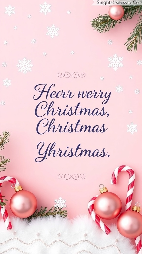 A pink aesthetic Christmas quote graphic with snowflakes and ornaments.